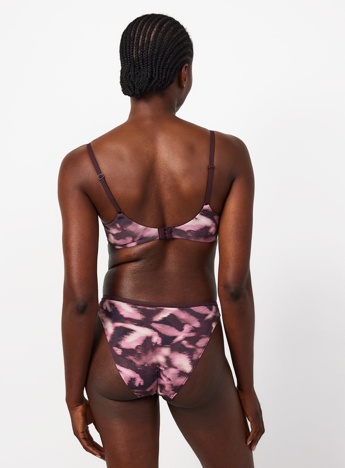 Dark Red Plunge Blurred Floral T-Shirt Bra 32B - Image 5 thumbnail